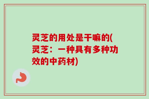 灵芝的用处是干嘛的(灵芝：一种具有多种功效的中药材)