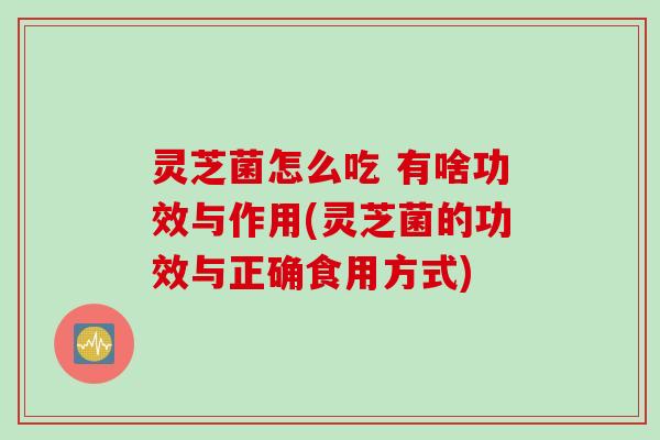 灵芝菌怎么吃 有啥功效与作用(灵芝菌的功效与正确食用方式)