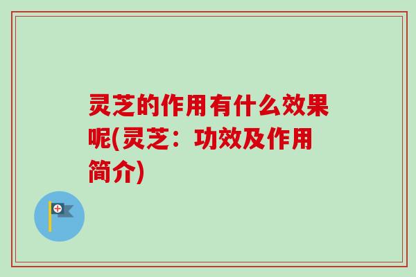 灵芝的作用有什么效果呢(灵芝：功效及作用简介)
