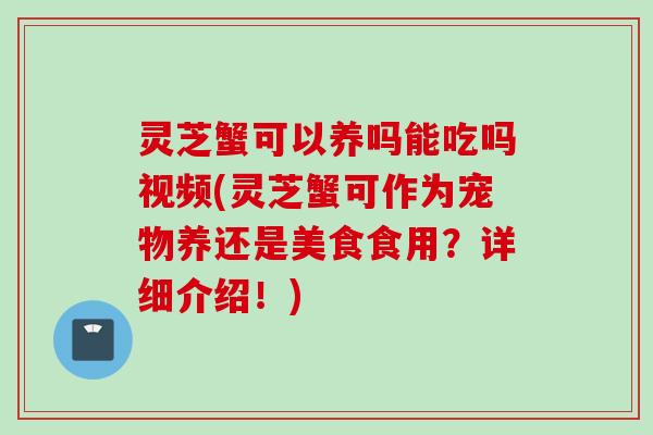 灵芝蟹可以养吗能吃吗视频(灵芝蟹可作为宠物养还是美食食用？详细介绍！)