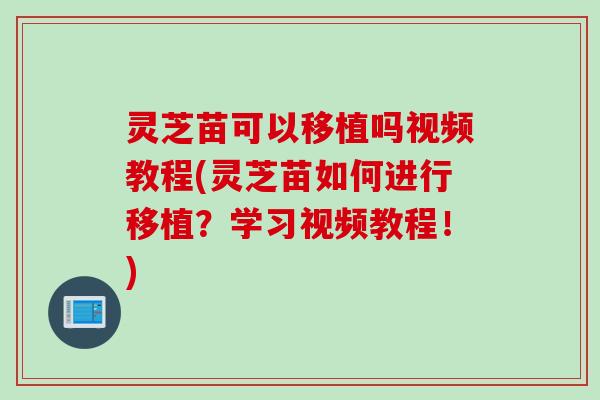 灵芝苗可以移植吗视频教程(灵芝苗如何进行移植？学习视频教程！)