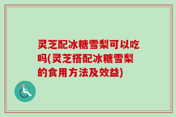 灵芝配冰糖雪梨可以吃吗(灵芝搭配冰糖雪梨的食用方法及效益)