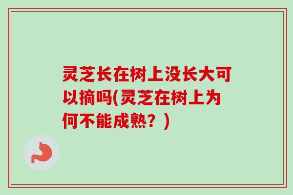 灵芝长在树上没长大可以摘吗(灵芝在树上为何不能成熟？)