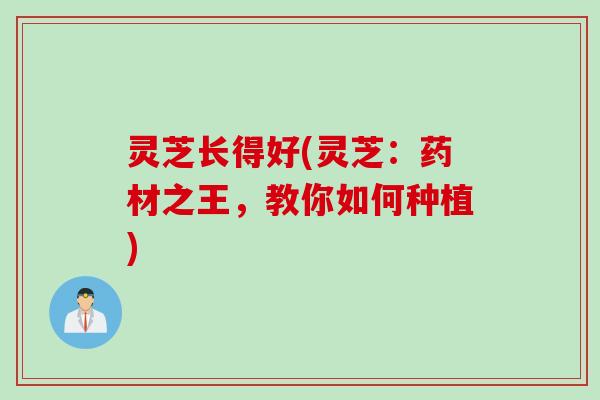 灵芝长得好(灵芝：药材之王，教你如何种植)