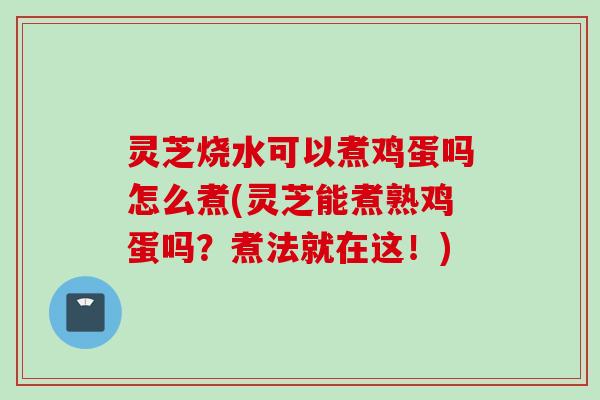 灵芝烧水可以煮鸡蛋吗怎么煮(灵芝能煮熟鸡蛋吗？煮法就在这！)