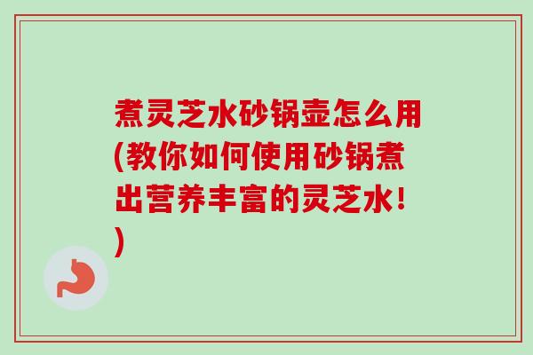 煮灵芝水砂锅壶怎么用(教你如何使用砂锅煮出营养丰富的灵芝水！)