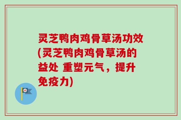 灵芝鸭肉鸡骨草汤功效(灵芝鸭肉鸡骨草汤的益处 重塑元气，提升免疫力)