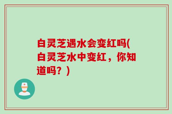 白灵芝遇水会变红吗(白灵芝水中变红，你知道吗？)