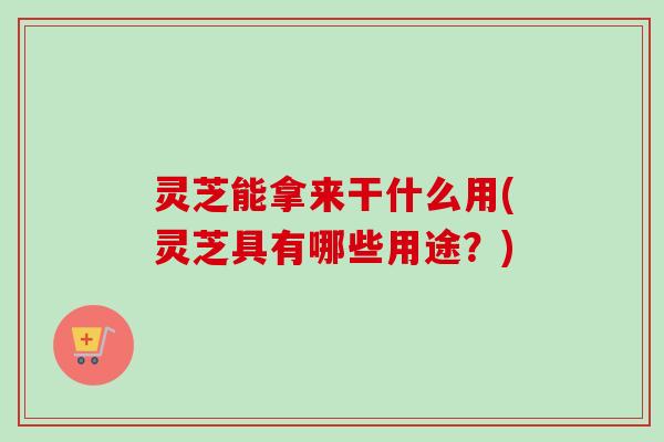 灵芝能拿来干什么用(灵芝具有哪些用途？)