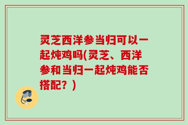 灵芝西洋参当归可以一起炖鸡吗(灵芝、西洋参和当归一起炖鸡能否搭配？)