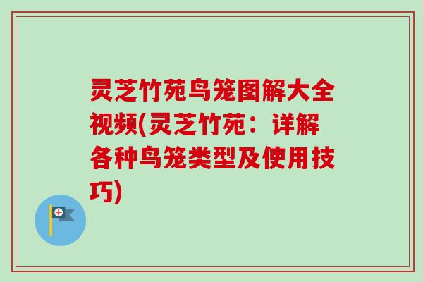 灵芝竹苑鸟笼图解大全视频(灵芝竹苑：详解各种鸟笼类型及使用技巧)