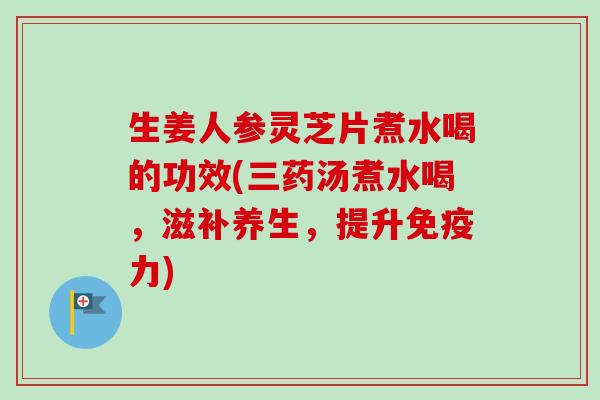 生姜人参灵芝片煮水喝的功效(三药汤煮水喝，滋补养生，提升免疫力)