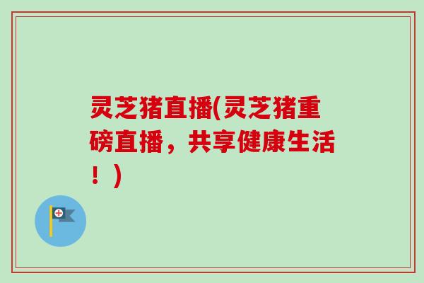 灵芝猪直播(灵芝猪重磅直播，共享健康生活！)