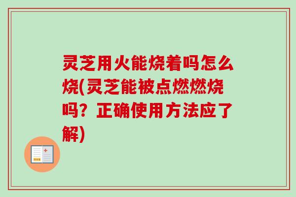 灵芝用火能烧着吗怎么烧(灵芝能被点燃燃烧吗？正确使用方法应了解)