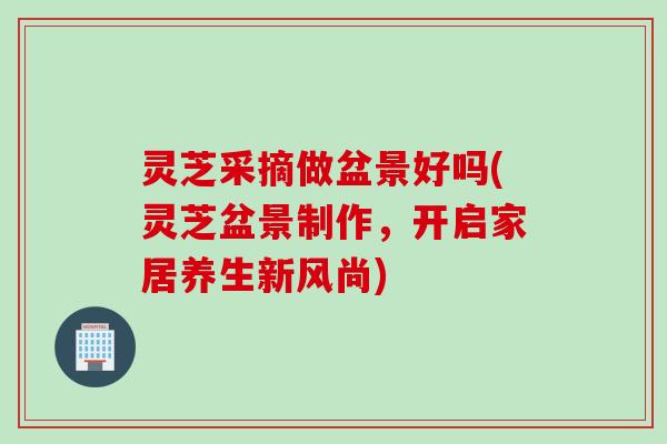 灵芝采摘做盆景好吗(灵芝盆景制作,开启家居养生新风尚) 灵芝采摘做盆景好吗(灵芝盆景制作,开启家居养生新风尚)