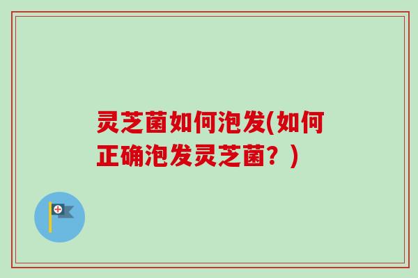 灵芝菌如何泡发(如何正确泡发灵芝菌？)