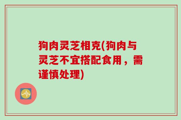 狗肉灵芝相克(狗肉与灵芝不宜搭配食用，需谨慎处理)