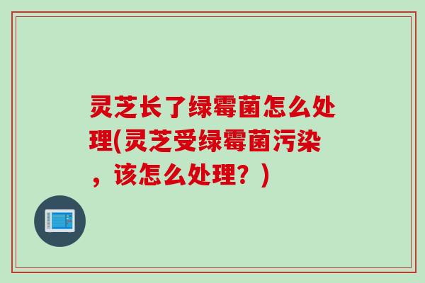 灵芝长了绿霉菌怎么处理(灵芝受绿霉菌污染,该怎么处理?) 灵芝长了绿霉菌怎么处理(灵芝受绿霉菌污染,该怎么处理?)