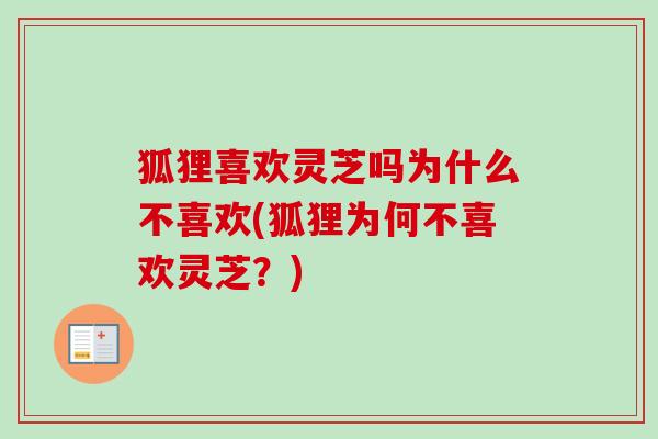 狐狸喜欢灵芝吗为什么不喜欢(狐狸为何不喜欢灵芝？)