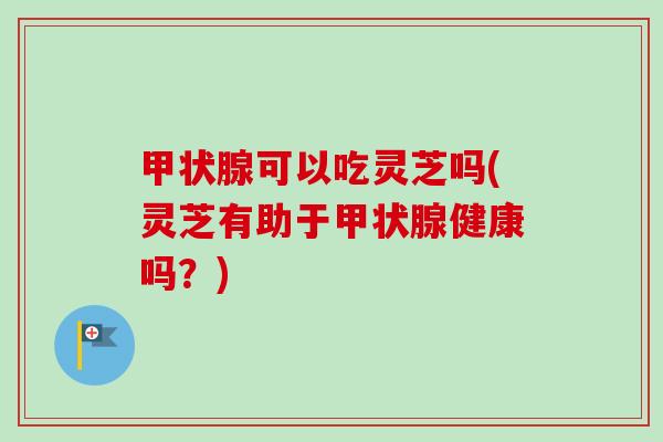 甲状腺可以吃灵芝吗(灵芝有助于甲状腺健康吗？)