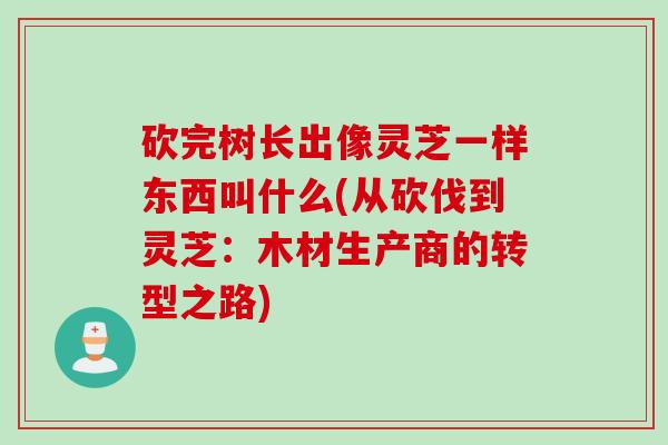 砍完树长出像灵芝一样东西叫什么(从砍伐到灵芝:木材生产商的转型之路) 砍完树长出像灵芝一样东西叫什么(从砍伐到灵芝:木材生产商的转型之路)
