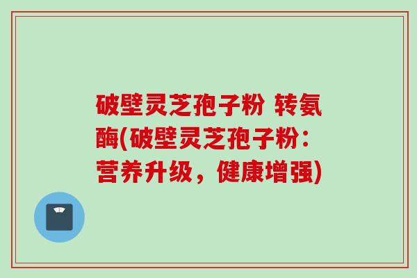 破壁灵芝孢子粉 转氨酶(破壁灵芝孢子粉：营养升级，健康增强)