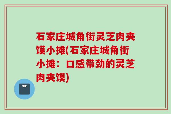 石家庄城角街灵芝肉夹馍小摊(石家庄城角街小摊：口感带劲的灵芝肉夹馍)