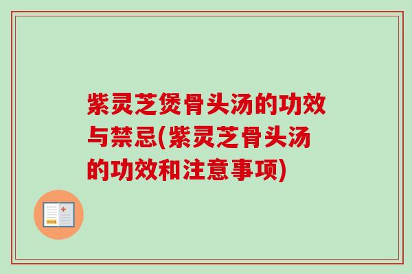 紫灵芝煲骨头汤的功效与禁忌(紫灵芝骨头汤的功效和注意事项)