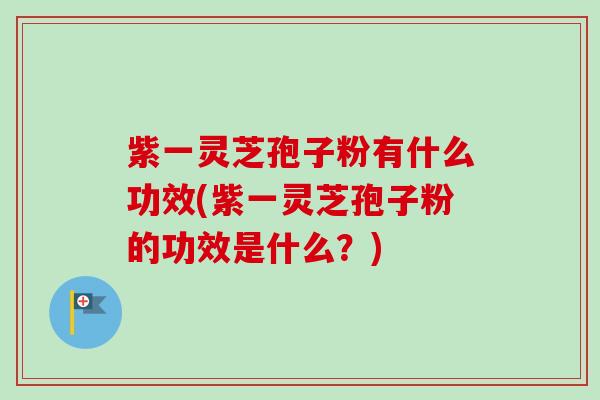 紫一灵芝孢子粉有什么功效(紫一灵芝孢子粉的功效是什么？)