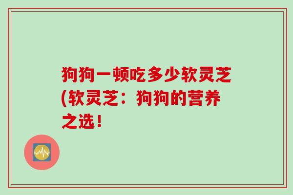 狗狗一顿吃多少软灵芝(软灵芝:狗狗的营养之选! 狗狗一顿吃多少软灵芝(软灵芝:狗狗的营养之选!