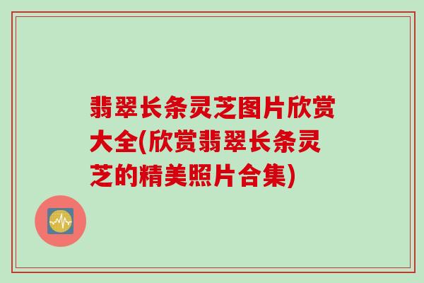 翡翠长条灵芝图片欣赏大全(欣赏翡翠长条灵芝的精美照片合集)