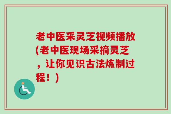 老中医采灵芝视频播放(老中医现场采摘灵芝,让你见识古法炼制过程!) 老中医采灵芝视频播放(老中医现场采摘灵芝,让你见识古法炼制过程!)