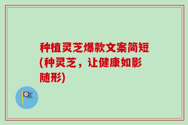 种植灵芝爆款文案简短(种灵芝，让健康如影随形)