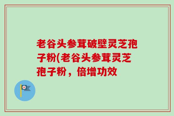 老谷头参茸破壁灵芝孢子粉(老谷头参茸灵芝孢子粉，倍增功效