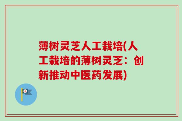 薄树灵芝人工栽培(人工栽培的薄树灵芝：创新推动中医药发展)