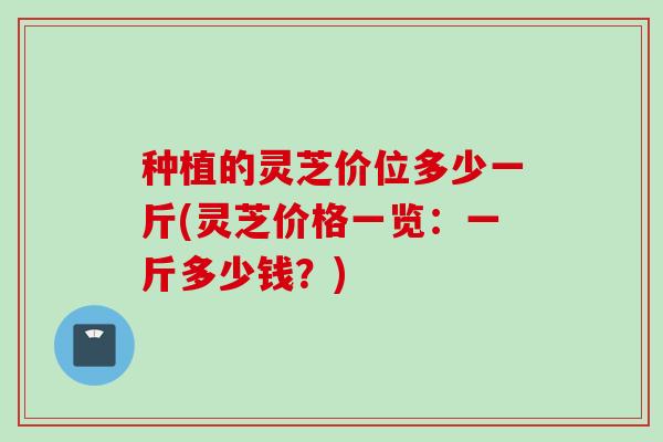 种植的灵芝价位多少一斤(灵芝价格一览：一斤多少钱？)