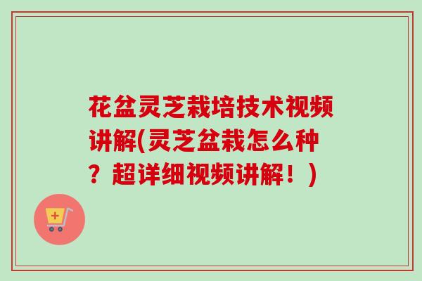 花盆灵芝栽培技术视频讲解(灵芝盆栽怎么种？超详细视频讲解！)