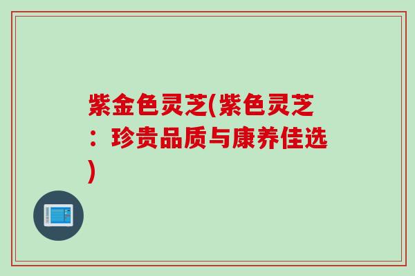 紫金色灵芝(紫色灵芝：珍贵品质与康养佳选)