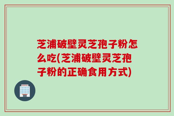 芝浦破壁灵芝孢子粉怎么吃(芝浦破壁灵芝孢子粉的正确食用方式)