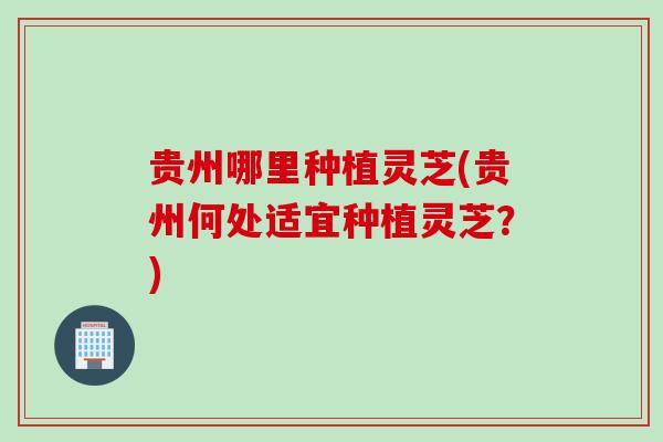 贵州哪里种植灵芝(贵州何处适宜种植灵芝？)