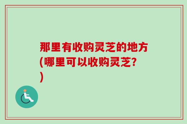 那里有收购灵芝的地方(哪里可以收购灵芝？)