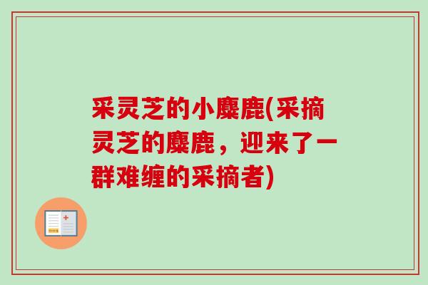 采灵芝的小麋鹿(采摘灵芝的麋鹿，迎来了一群难缠的采摘者)