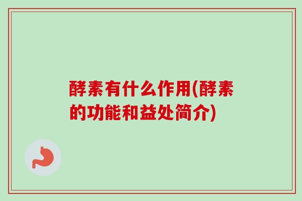 酵素有什么作用(酵素的功能和益处简介)