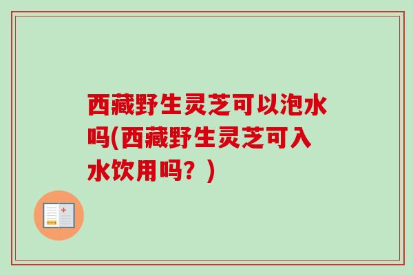 西藏野生灵芝可以泡水吗(西藏野生灵芝可入水饮用吗？)