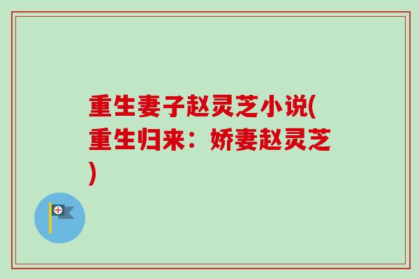 重生妻子赵灵芝小说(重生归来：娇妻赵灵芝)