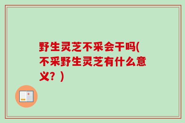 野生灵芝不采会干吗(不采野生灵芝有什么意义？)