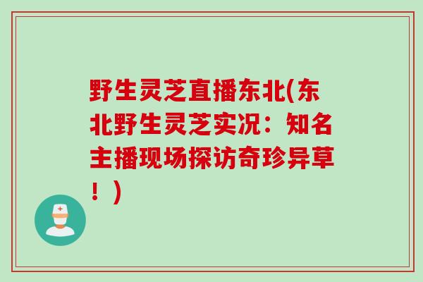 野生灵芝直播东北(东北野生灵芝实况：知名主播现场探访奇珍异草！)