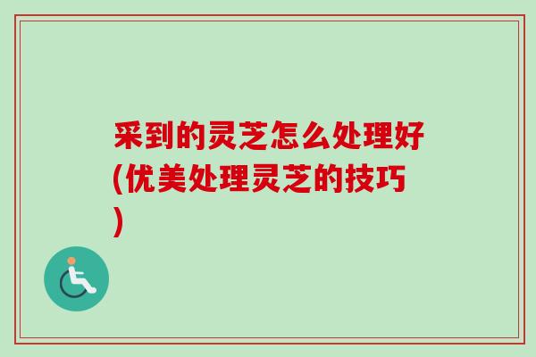 采到的灵芝怎么处理好(优美处理灵芝的技巧)