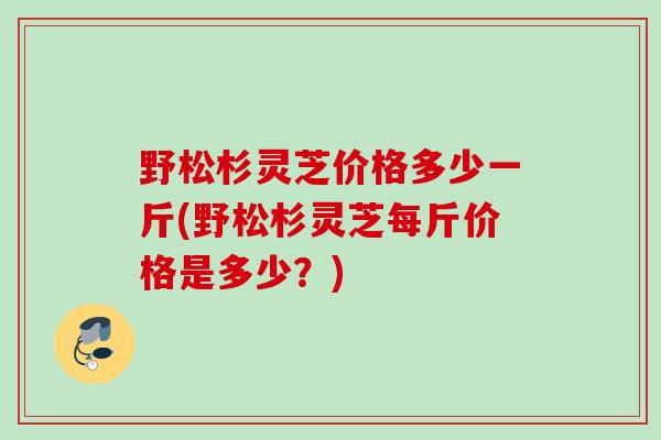 野松杉灵芝价格多少一斤(野松杉灵芝每斤价格是多少？)