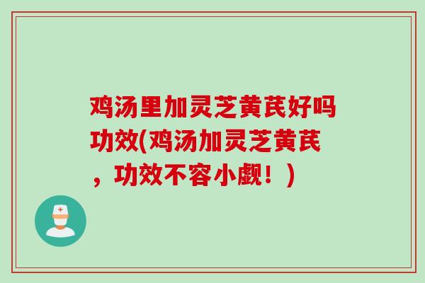 鸡汤里加灵芝黄芪好吗功效(鸡汤加灵芝黄芪，功效不容小觑！)